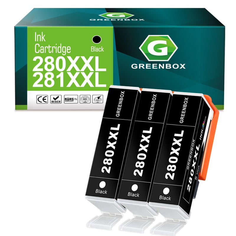 GREENBOX Compatible Ink cartridges Replacement for Canon 280 PGI-280 PGI-280XXL 280XXL for PIXMA TR7520 TR8520 TS6120 TS6220 TS8120 TS8220 TS9120 TS9520 TS6320 Printer (3 Large Black) - Image 1